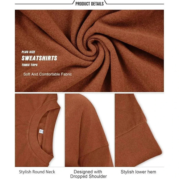 Plmoken Plus Size Sweatshirts For Women  Long Sleeve Tunic Tops For Leggings - Picture 4 of 6